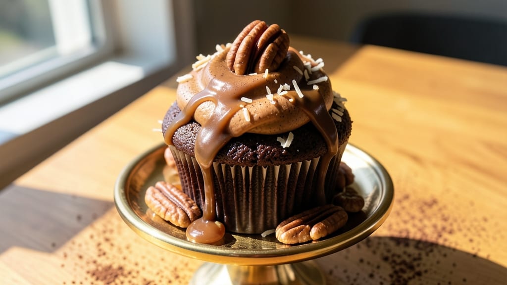 Baker's German Chocolate Cupcakes Recipe: Toasted Coconut Crown and Fudgy Layers