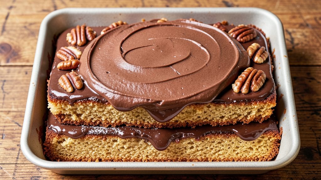 Baker's German Chocolate Sheet Cake Recipe: Toasted Coconut Crown and Pecan Swirl Magic