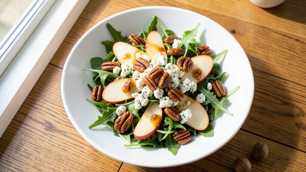 Blue Cheese and Pear Salad with Candied Pecans Recipe: Sweet-Savory Crunch in Every Bite