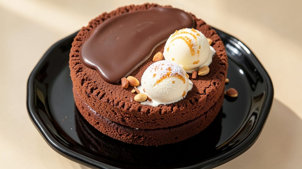 Chocolate Cake With Vanilla Ice Cream Recipe: Warm Layers and Cool Cream Contrast