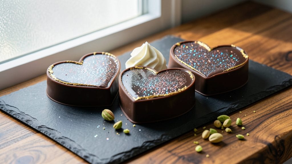 Chocolate Heart Molds Recipe: Silky Ganache with Edible Glitter Surprise