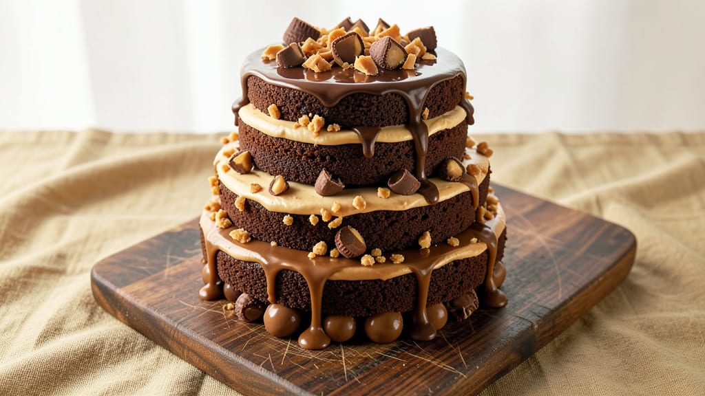 Chocolate Reese's Cake Recipe: Fudgy Swirls With Crunchy Peanut Butter Bites