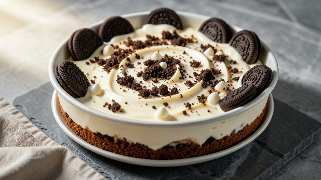 Oreo White Chocolate Cheesecake Recipe: Crunchy Cookie Crust and Melty Swirls