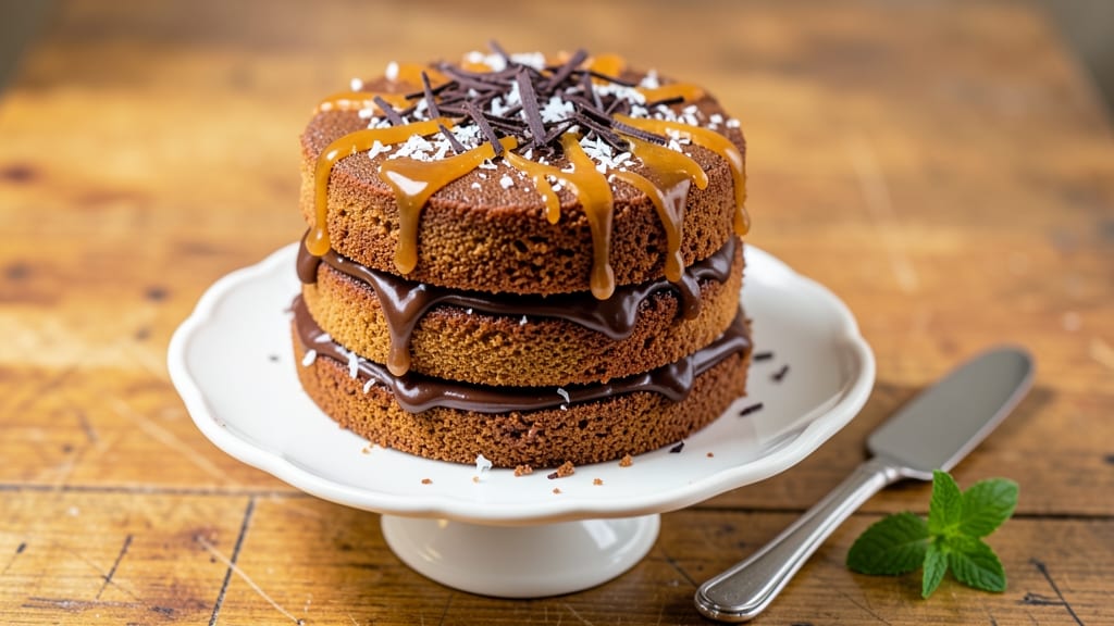 Small German Chocolate Cake Recipe: Mini Layers With Toasted Coconut Crown