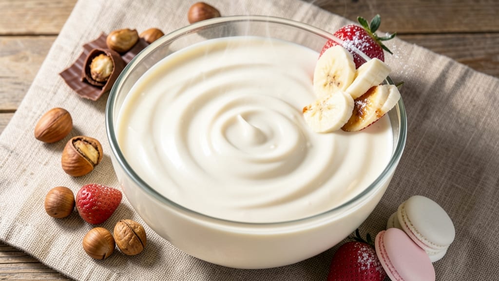 White Chocolate Fondue Recipe: Toasted Hazelnut Crunch and Silky Ganache Magic
